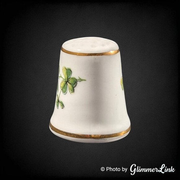 VTG Royal Tara Three Leaf Clover Irish Fine Bone China Galway Ireland Thimble - Picture 2 of 7